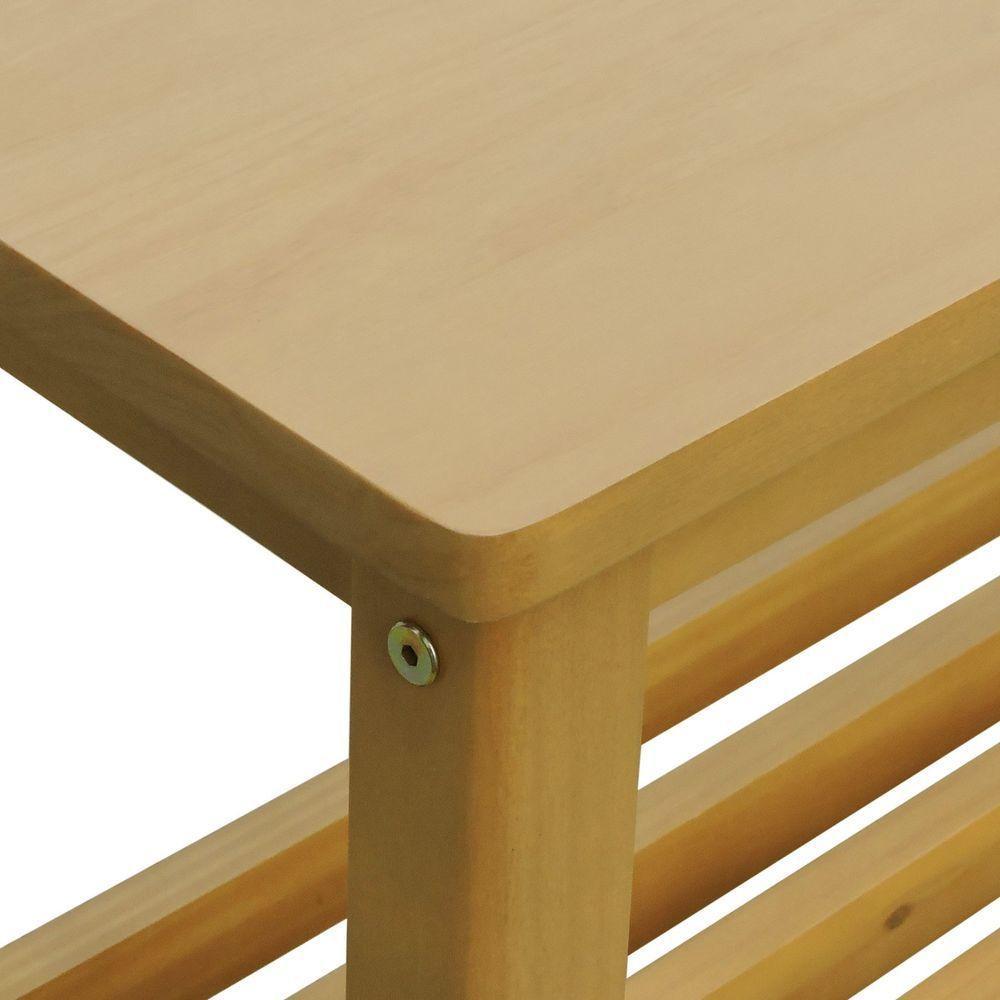 Banco Sapateira Viena Madeira Maciça - Natural Assento Natural Madeira - 7