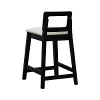 Banqueta Média River Madeira Maciça - Preto Assento Estofado Linho Bege - 3