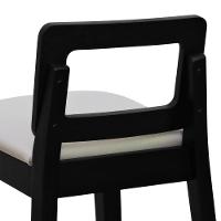 Banqueta Média River Madeira Maciça - Preto Assento Estofado Linho Bege - 8