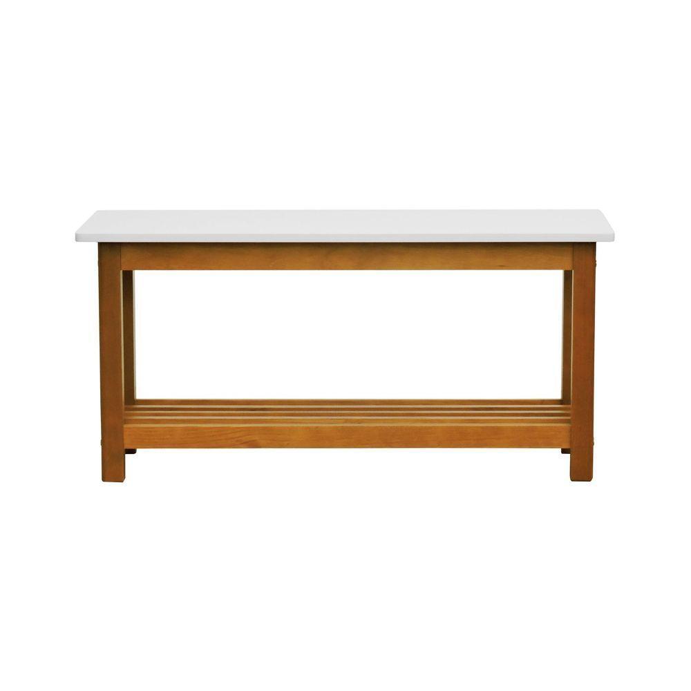 Banco Sapateira Viena Madeira Maciça - Amêndoa Assento Madeira Laqueado Off-white - 3