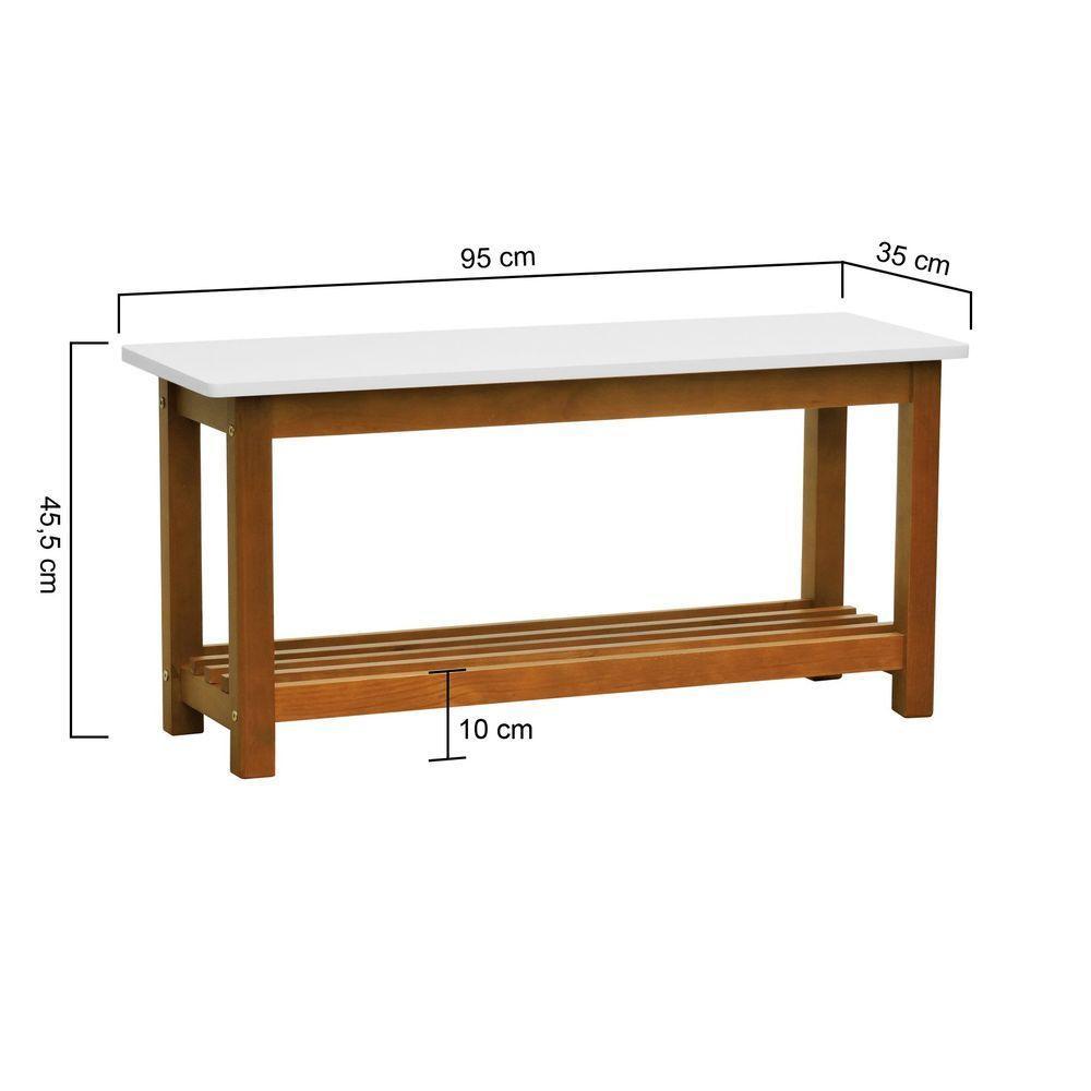 Banco Sapateira Viena Madeira Maciça - Amêndoa Assento Madeira Laqueado Off-white - 5