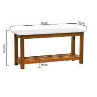 Banco Sapateira Viena Madeira Maciça - Amêndoa Assento Madeira Laqueado Off-white - 5