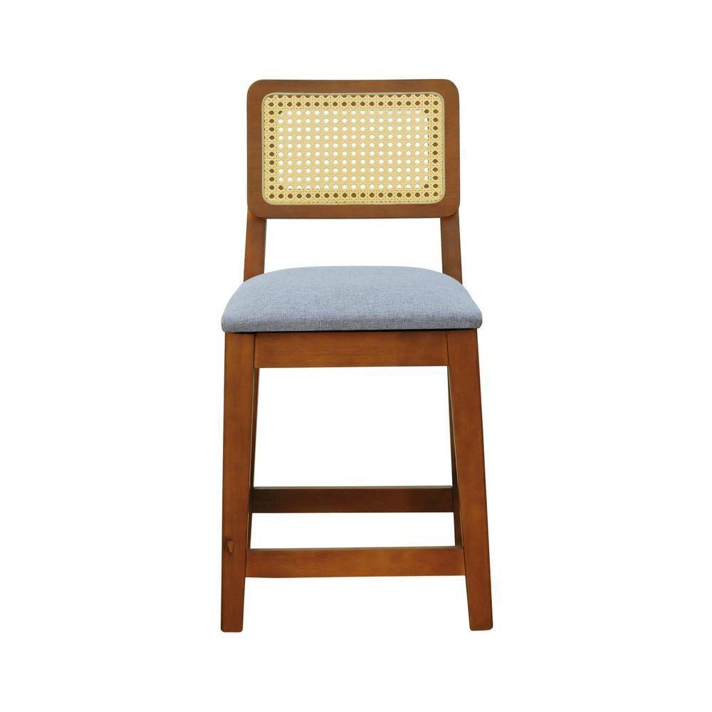 Banqueta Baixa-cadeira Gabi Madeira Maciça Encosto Telinha - Amêndoa Assento Estof. Linho Cinza Mescla Impermeável - 8