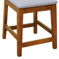 Banqueta Baixa-cadeira Gabi Madeira Maciça Encosto Telinha - Amêndoa Assento Estof. Linho Cinza Mescla Impermeável - 2