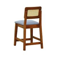 Banqueta Baixa-cadeira Gabi Madeira Maciça Encosto Telinha - Amêndoa Assento Estof. Linho Cinza Mescla Impermeável - 6