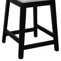 Banqueta Média River Madeira Maciça - Preto Assento Estofado Linho Bege Mescla Impermeável - 3