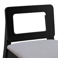 Banqueta Média River Madeira Maciça - Preto Assento Estofado Linho Bege Mescla Impermeável - 5