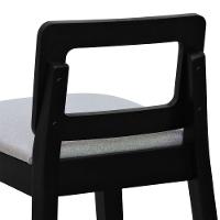 Banqueta Média River Madeira Maciça - Preto Assento Estofado Linho Bege Mescla Impermeável - 6