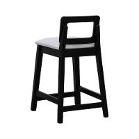 Banqueta Média River Madeira Maciça - Preto Assento Estofado Linho Bege Mescla Impermeável - 8