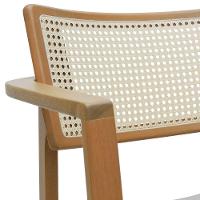 Banqueta Alta Bistrô Apollo Com Braços Encosto Telinha Natural E Assento Anatômico - Natural Estofado Linho Bege - 2