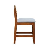 Banqueta Baixa-cadeira Gabi Madeira Maciça Encosto Telinha - Amêndoa Assento Estof. Linho Bege Mescla Impermeável - 8