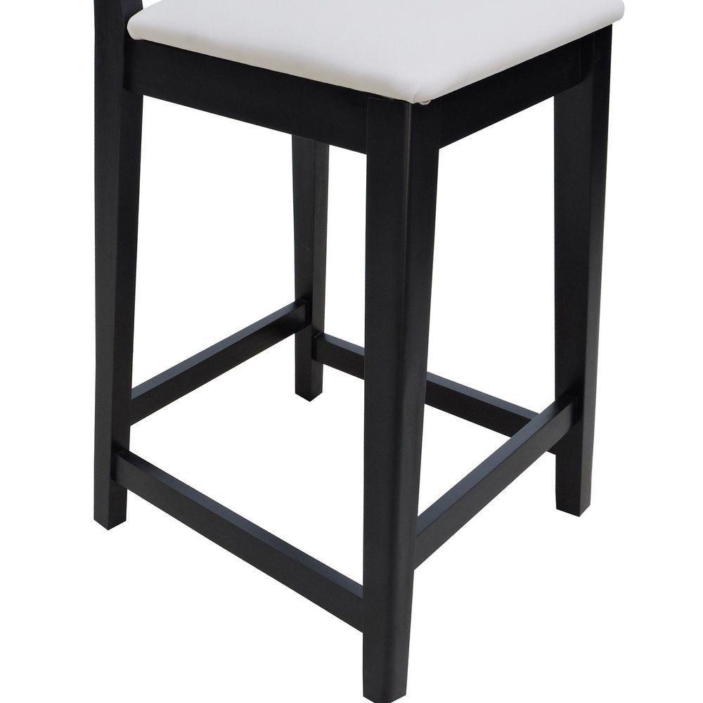 Banqueta Gabi Madeira Maciça Encosto C- Telinha C- 68cm Altura - Preto Assento Estofado Linho Bege - 8