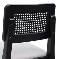 Banqueta Gabi Madeira Maciça Encosto C- Telinha C- 68cm Altura - Preto Assento Estofado Linho Bege - 5