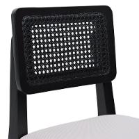 Banqueta Gabi Madeira Maciça Encosto C- Telinha C- 68cm Altura - Preto Assento Estofado Linho Bege - 7