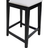 Banqueta Gabi Madeira Maciça Encosto C- Telinha C- 68cm Altura - Preto Assento Estofado Linho Bege - 8