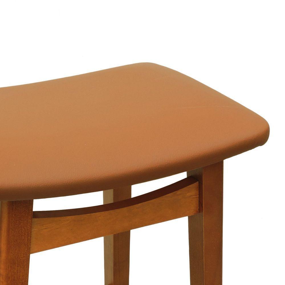 Banco Alto Confort Madeira Maciça Assento Anatômico - Amêndoa Estofado Corano Caramelo - 2