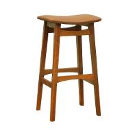 Banco Alto Confort Madeira Maciça Assento Anatômico - Amêndoa Estofado Corano Caramelo - 1