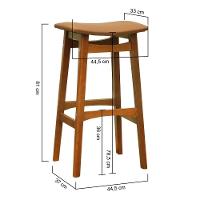 Banco Alto Confort Madeira Maciça Assento Anatômico - Amêndoa Estofado Corano Caramelo - 3