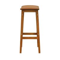 Banco Alto Confort Madeira Maciça Assento Anatômico - Amêndoa Estofado Corano Caramelo