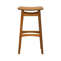 Banco Alto Confort Madeira Maciça Assento Anatômico - Amêndoa Estofado Corano Caramelo - 5