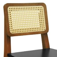 Banqueta Gabi Madeira Maciça Encosto Telinha C- 68cm Altura - Amêndoa Assento Preto Madeira - 6