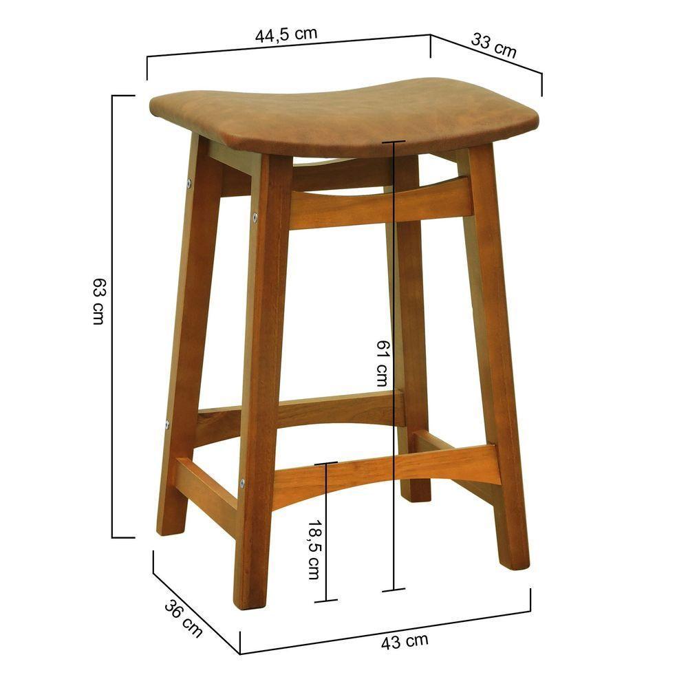 Banco Médio Confort Madeira Maciça Assento Anatômico - Amêndoa Estofado Corano Marrom Mescla - 2