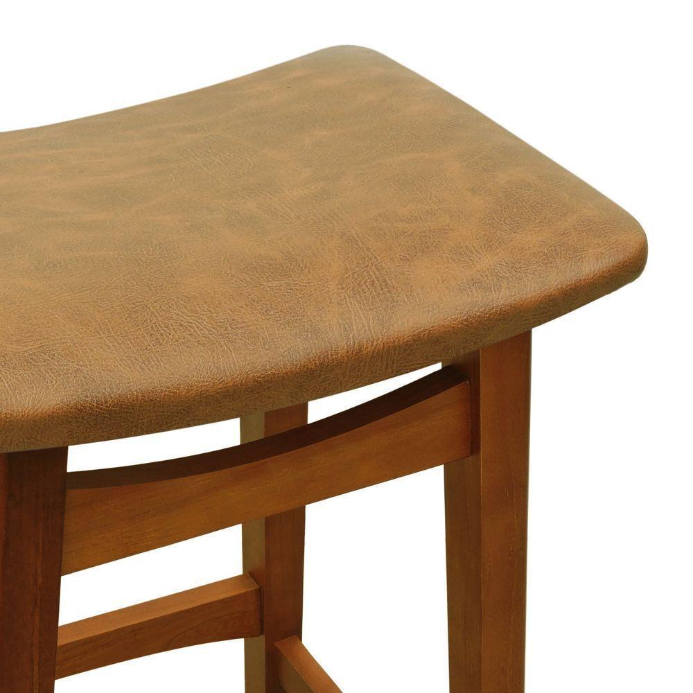 Banco Médio Confort Madeira Maciça Assento Anatômico - Amêndoa Estofado Corano Marrom Mescla - 4