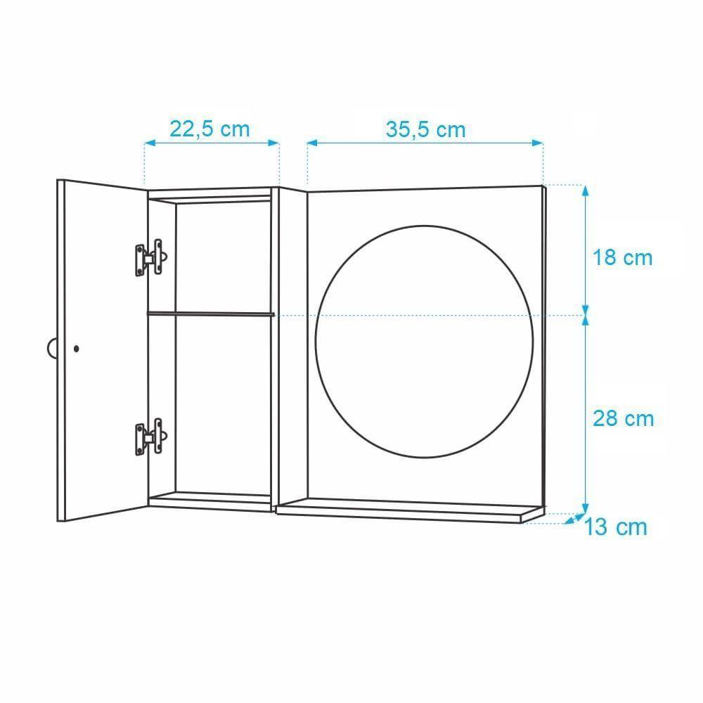 Armário para Banheiro com Espelho Redondo Madeira Clara - 2