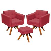 Kit 02 Poltronas Elisa E 01 Puff Suede Rose - 1