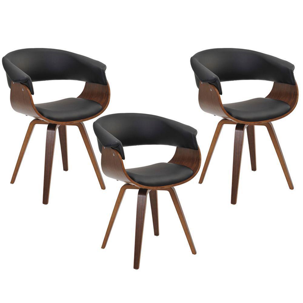 Kit 03 Cadeiras Decorativas para Escritório Recepção Ohana Fixa Pu Preto Gran Belo - 8