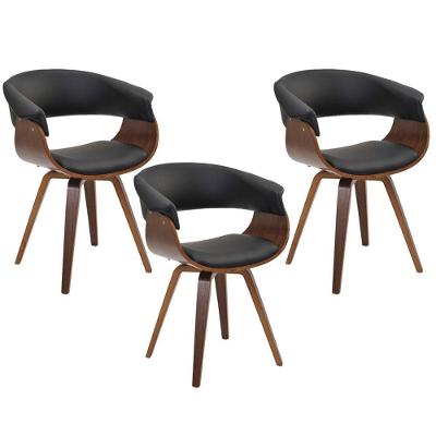 Kit 03 Cadeiras Decorativas para Escritório Recepção Ohana Fixa Pu Preto Gran Belo