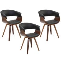 Kit 03 Cadeiras Decorativas para Escritório Recepção Ohana Fixa Pu Preto Gran Belo - 1