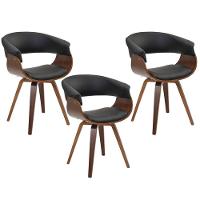 Kit 03 Cadeiras Decorativas para Escritório Recepção Ohana Fixa Pu Preto Gran Belo - 8