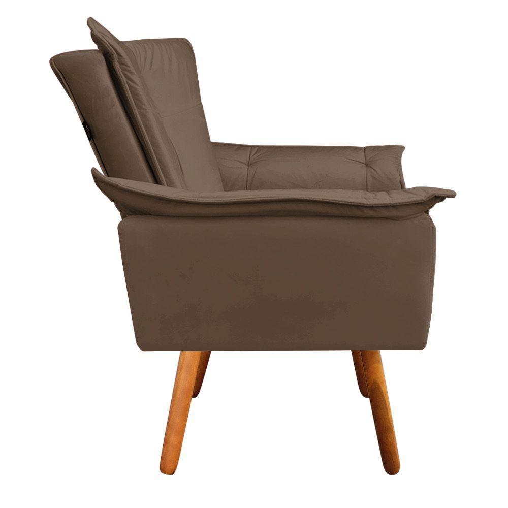 Kit Poltrona e Puff Opala Veludo Marrom Castanho - 4