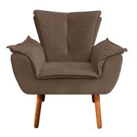 Kit Poltrona e Puff Opala Veludo Marrom Castanho - 3