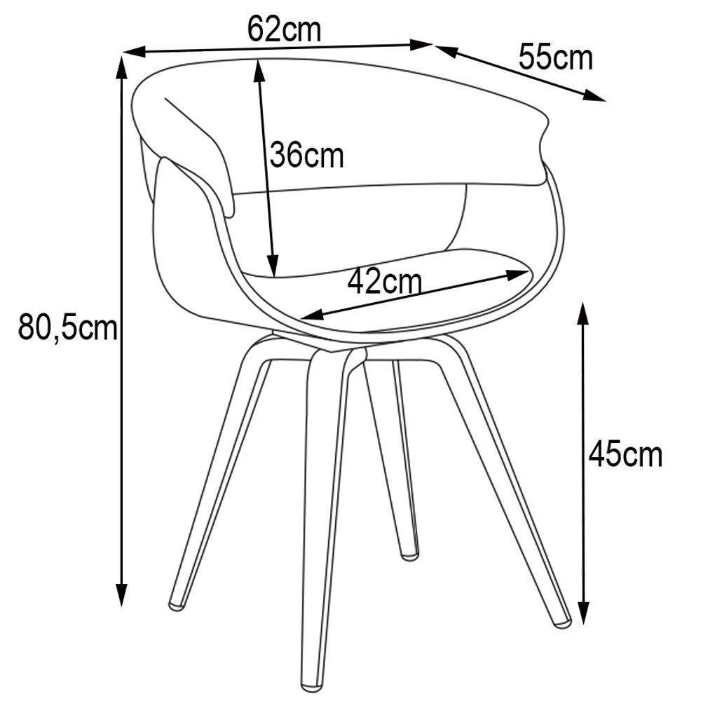 Kit 04 Cadeiras Decorativas para Escritório Recepção Ohana Fixa Pu Preto Gran Belo - 6