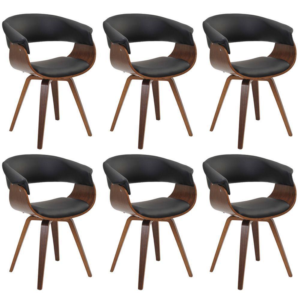 Kit 06 Cadeiras Decorativas para Escritório Recepção Ohana Fixa Pu Preto Gran Belo - 8