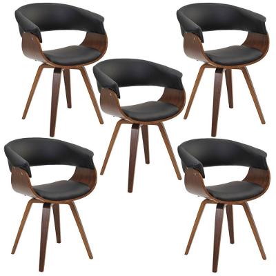 Kit 05 Cadeiras Decorativas para Escritório Recepção Ohana Fixa Pu Preto Gran Belo