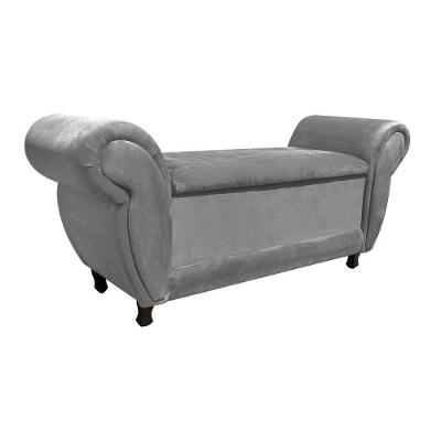 Recamier com Baú Itália Suede Grafite