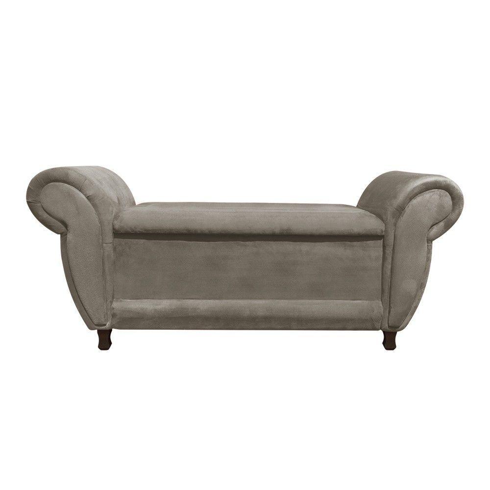 Recamier com Baú Itália Suede Marrom Rato - 5