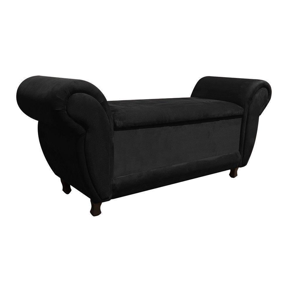 Recamier com Baú Itália Suede Preto - 1