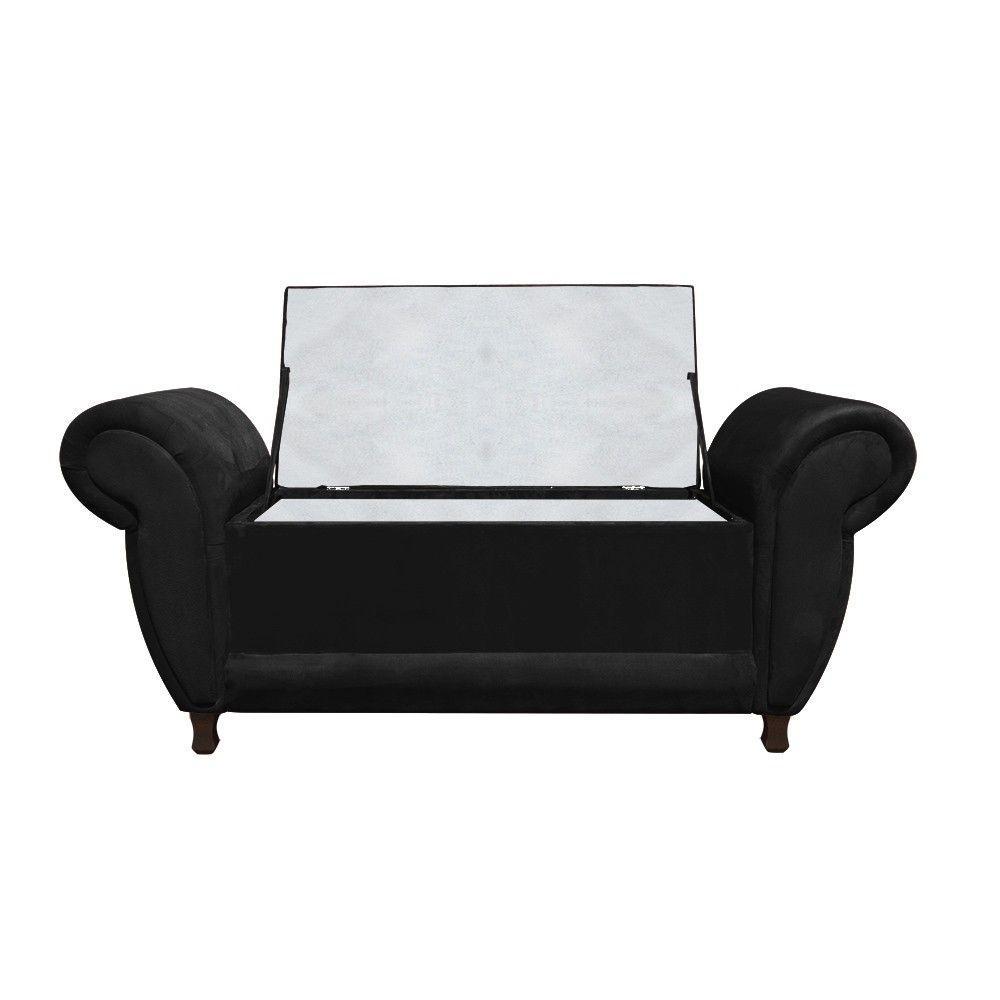 Recamier com Baú Itália Suede Preto - 5