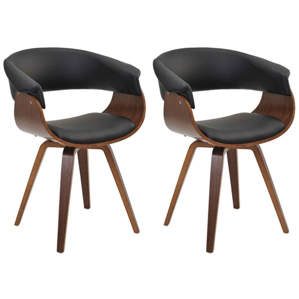 Kit 02 Cadeiras Decorativas para Escritório Recepção Ohana Fixa Pu Preto Gran Belo - 1