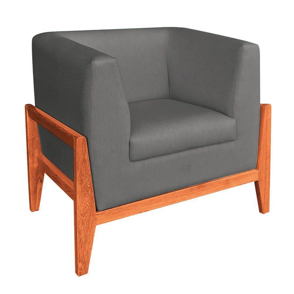 Poltrona Lucy Linho Cinza A26 Castanho - 1