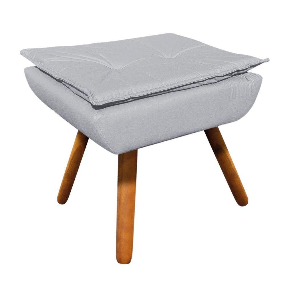 Puff Decorativo Opala Corino Pés Palito D´rossi Cinza - 2