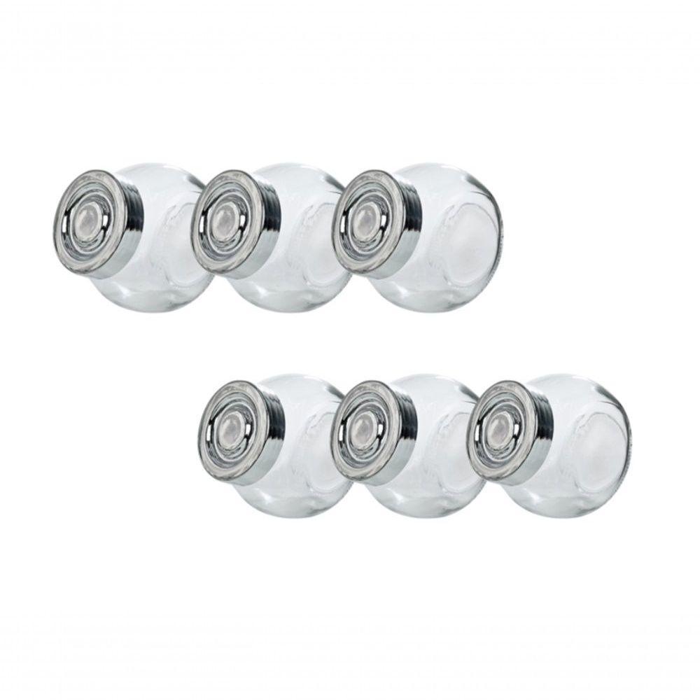 Kit Jogo De Porta Condimento De Vidro Com Tampa Cromada Com 6 Peças - 1