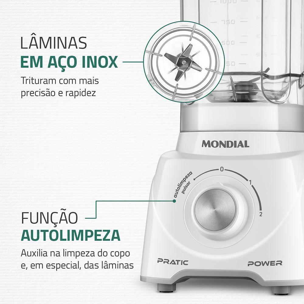 Liquidificador Pratic Power Mondial Branco L-97-W 60hz 127V - 4