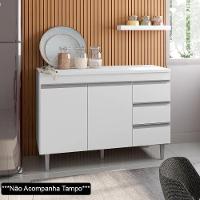 Balcão Gabinete Para Pia 120cm Sem Tampo 2 Portas 3 Gavetas Andréia Branco - Ajl Móveis - 4