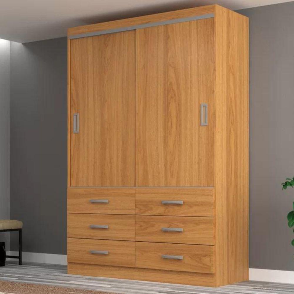 Guarda Roupa Casal Veneza Premium 2 Portas De Correr 6 Gavetas - Cinnamomo Cinnamomo - 1