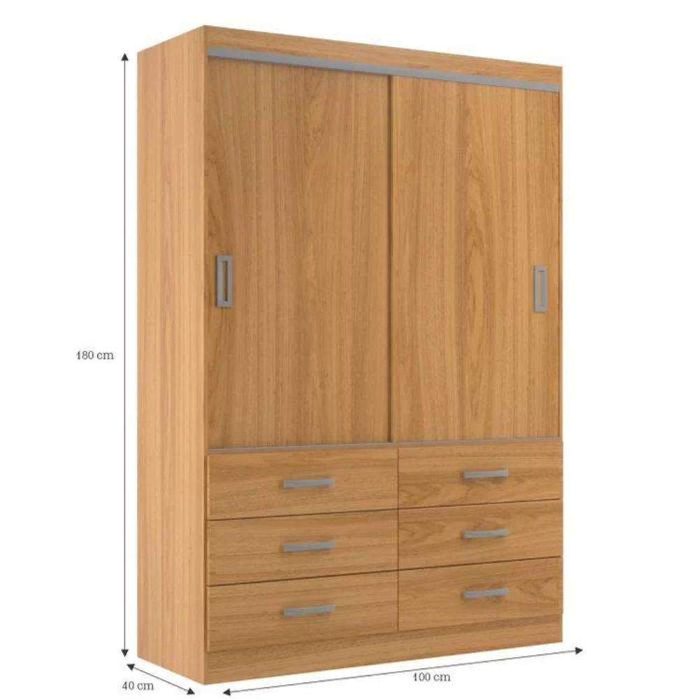 Guarda Roupa Casal Veneza Premium 2 Portas De Correr 6 Gavetas - Cinnamomo Cinnamomo - 2